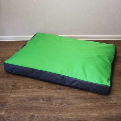 Просто лежак серый с зеленым для собак средних пород со съемным чехлом Casual pets