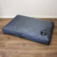 Просто лежак серый с зеленым для собак средних пород со съемным чехлом Casual pets