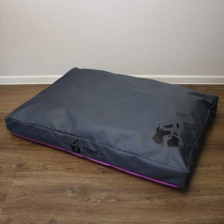 Просто лежак серый с розовым для собак средних пород со съемным чехлом Casual pets