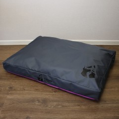 Просто лежак серый с розовым для собак средних пород со съемным чехлом Casual pets