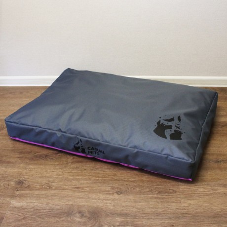 Просто лежак серый с розовым для собак средних пород со съемным чехлом Casual pets