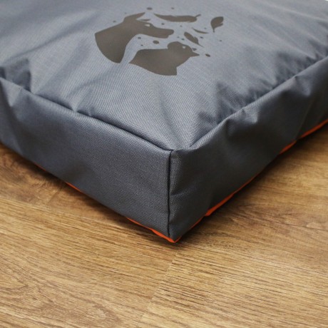 Просто лежак серый с оранжевым для собак средних пород со съемным чехлом Casual pets