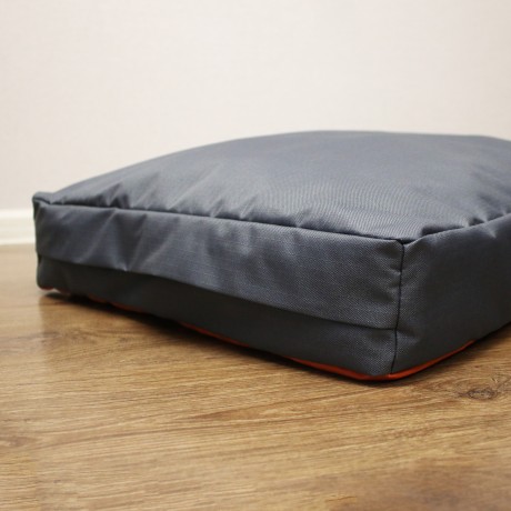 Просто лежак серый с оранжевым для собак средних пород со съемным чехлом Casual pets