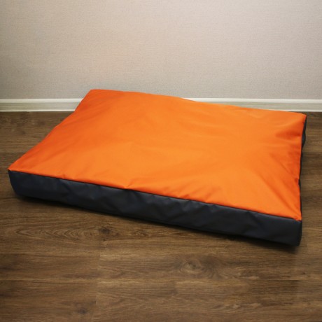 Просто лежак серый с оранжевым для собак средних пород со съемным чехлом Casual pets