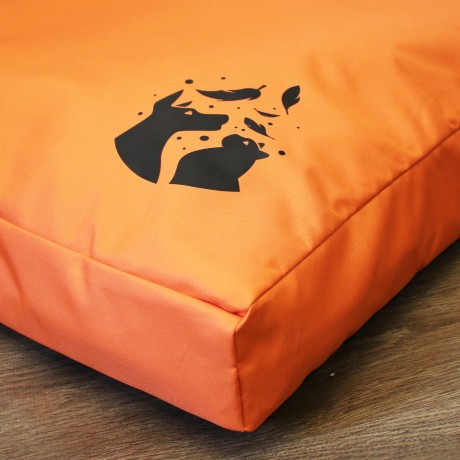 Просто лежак оранжевый с серым для собак средних пород со съемным чехлом Casual pets