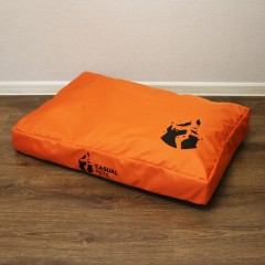 Просто лежак оранжевый с серым для собак средних пород со съемным чехлом Casual pets