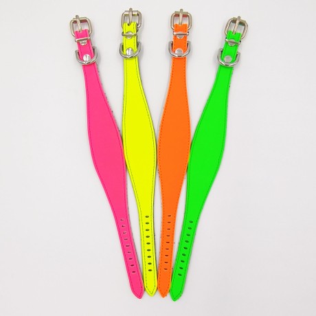 Ошейник-селедка неон для собак из натуральной кожи