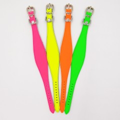 Ошейник-селедка неон для собак из натуральной кожи 