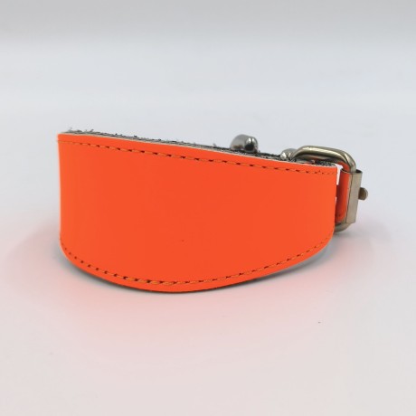 Ошейник-селедка неон для собак из натуральной кожи