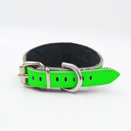 Ошейник-селедка неон для собак из натуральной кожи