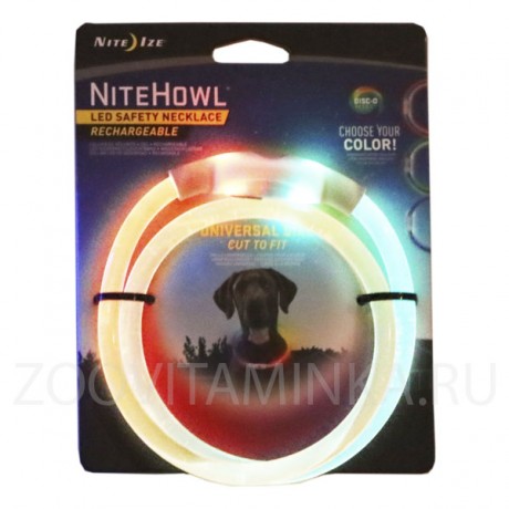 ПОДЗАРЯЖАЕМЫЙ СВЕТОДИОДНЫЙ ОШЕЙНИК NITEHOWL® С ТЕХНОЛОГИЕЙ DISC-O SELECT™