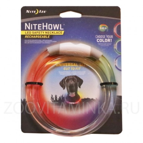 ПОДЗАРЯЖАЕМЫЙ СВЕТОДИОДНЫЙ ОШЕЙНИК NITEHOWL® С ТЕХНОЛОГИЕЙ DISC-O SELECT™