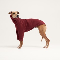 Водолазка для собак из флиса с рукавами бордовая 