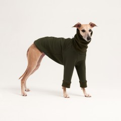 Водолазка для собак из флиса с рукавами оливковая