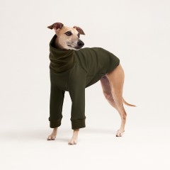 Водолазка для собак из флиса с рукавами оливковая