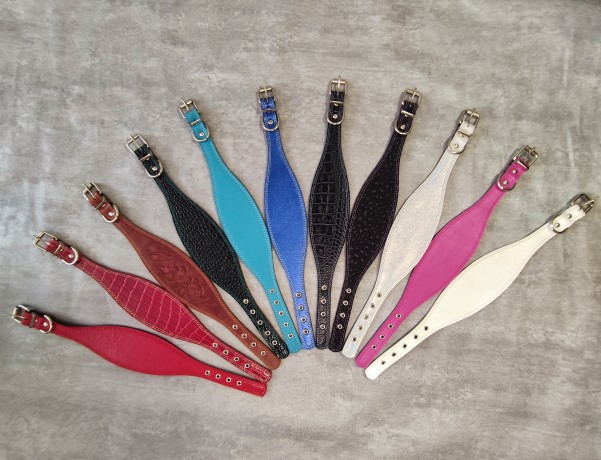 Мягкий кожаный ошейник селедка 30-36 см