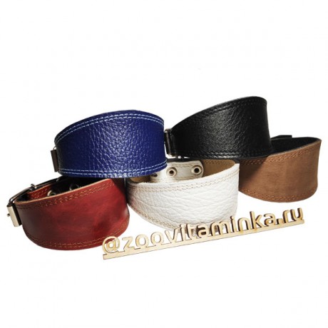 Мягкий кожаный ошейник селедка 19-23 см