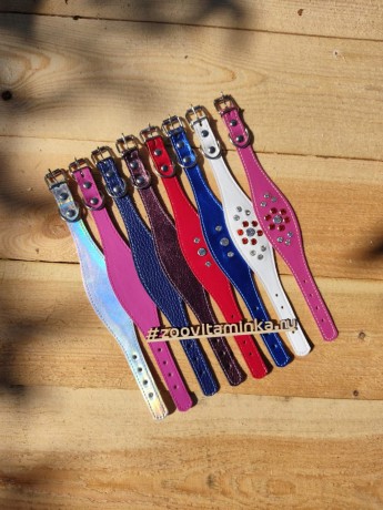 Мягкий кожаный ошейник селедка 19-23 см